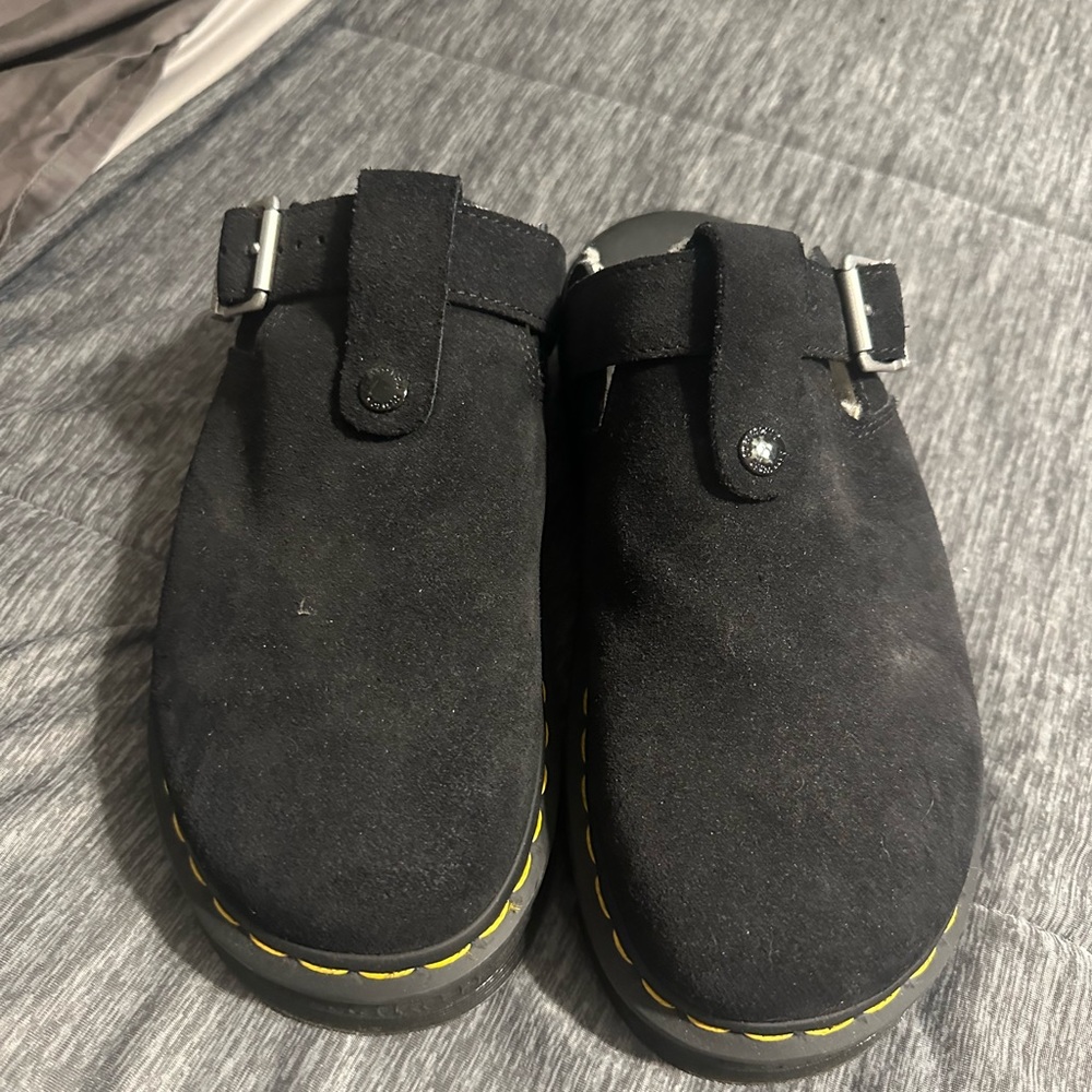 Dr. Marten’s Black Suede Slip-On Clogs